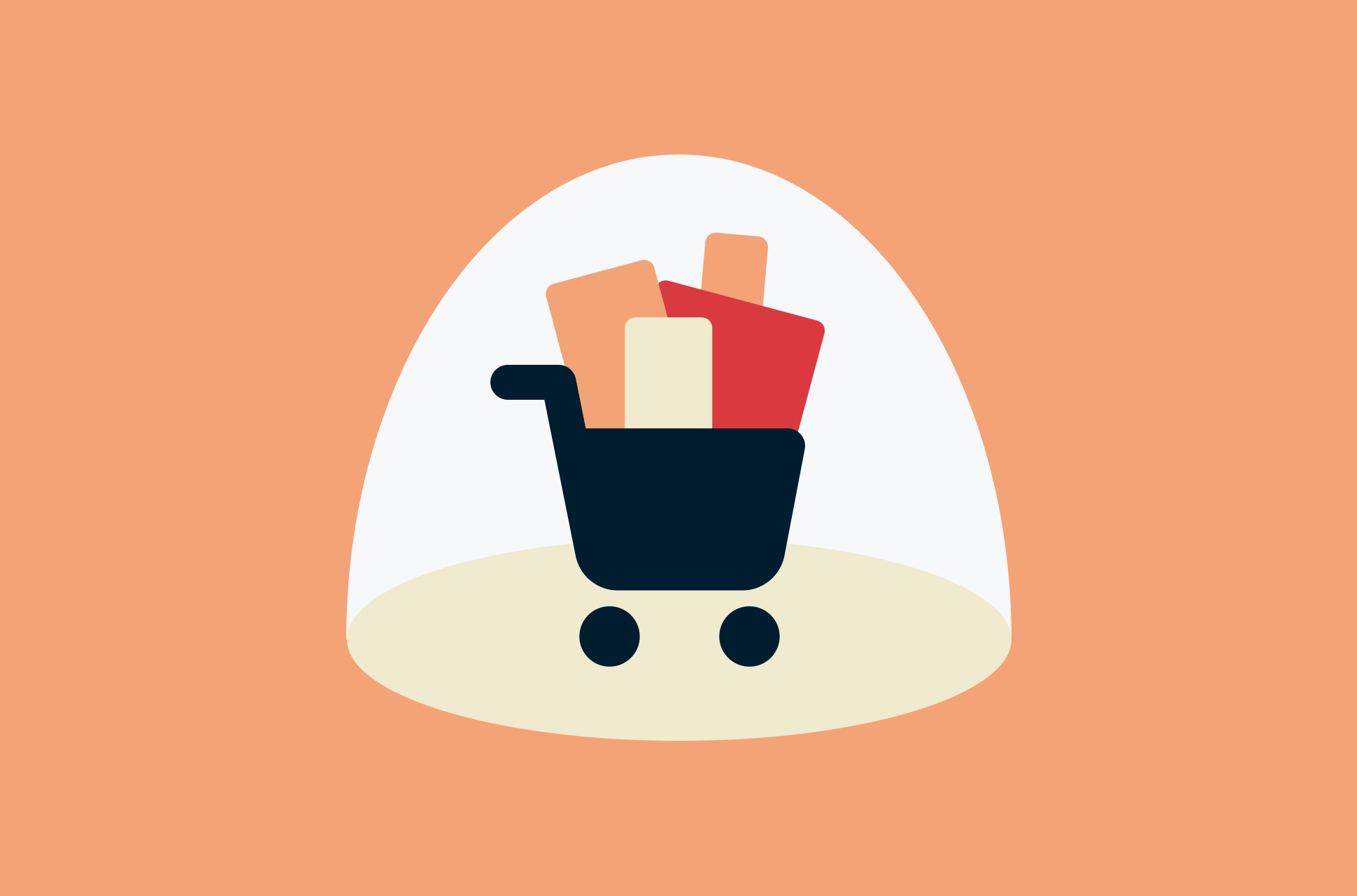 Shopping cart with various items.