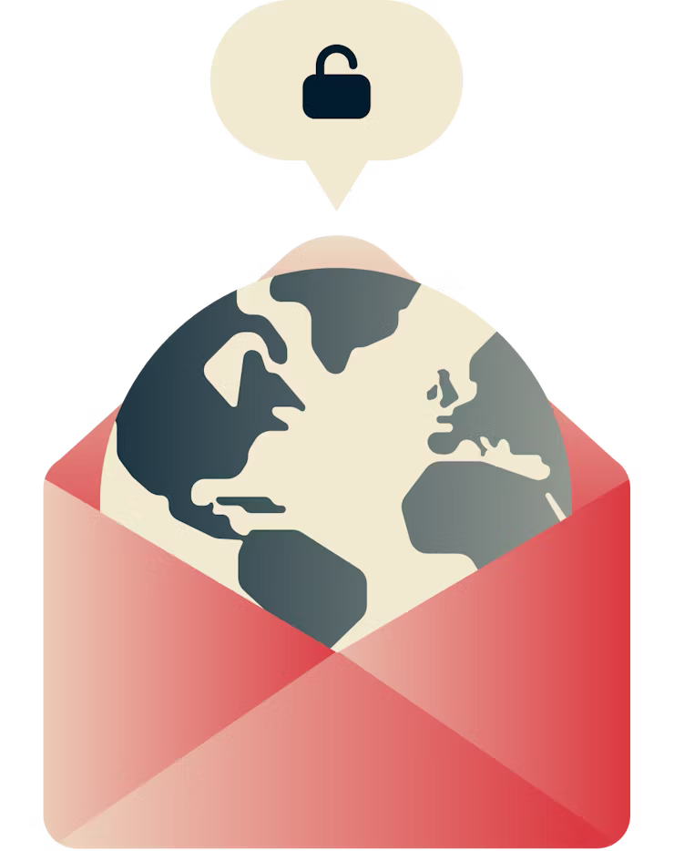 Deblokkeer Gmail overal: Een wereldbol met een open hangslot.