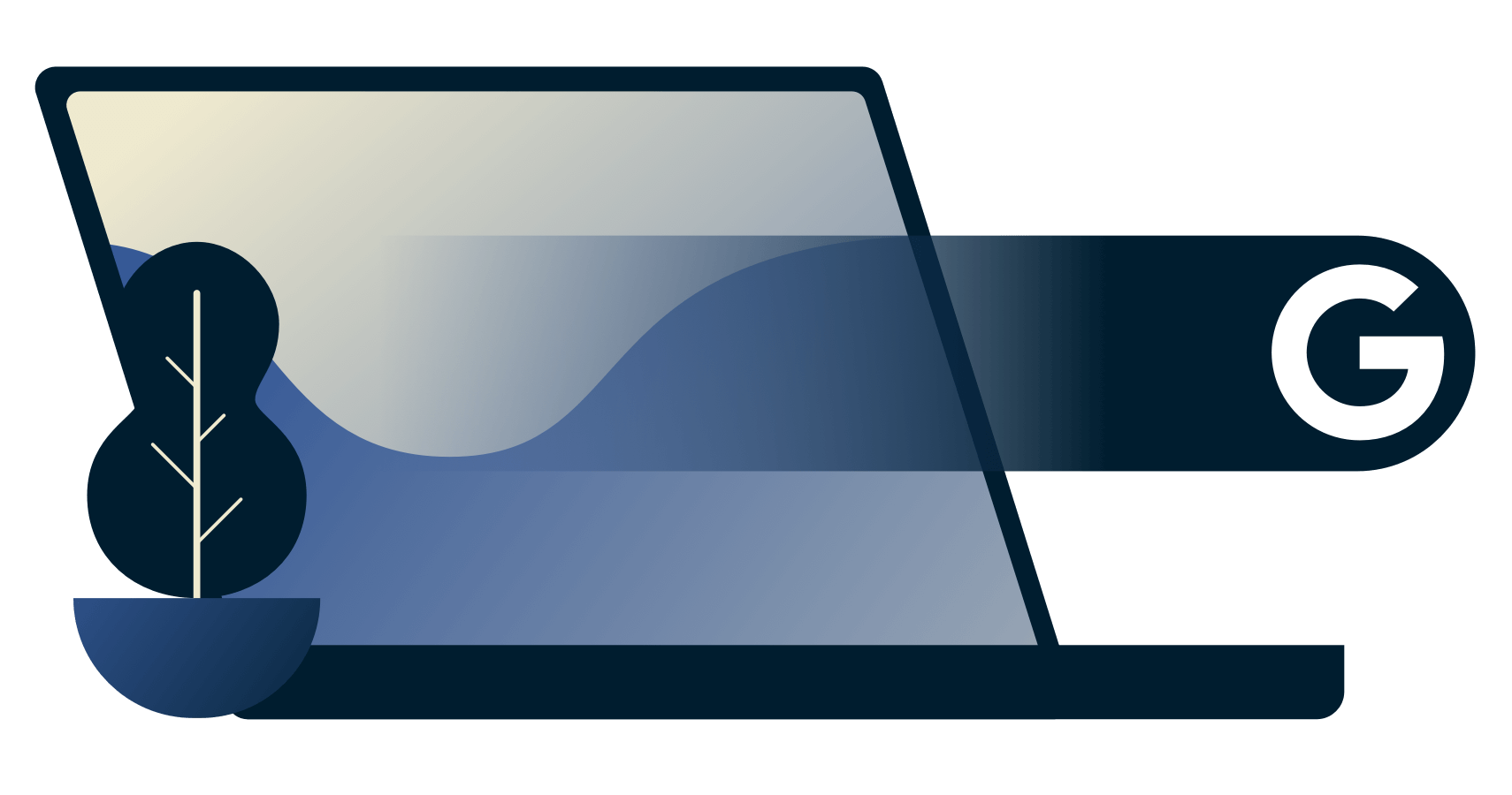 Google-Symbol, das aus einem Laptop kommt.